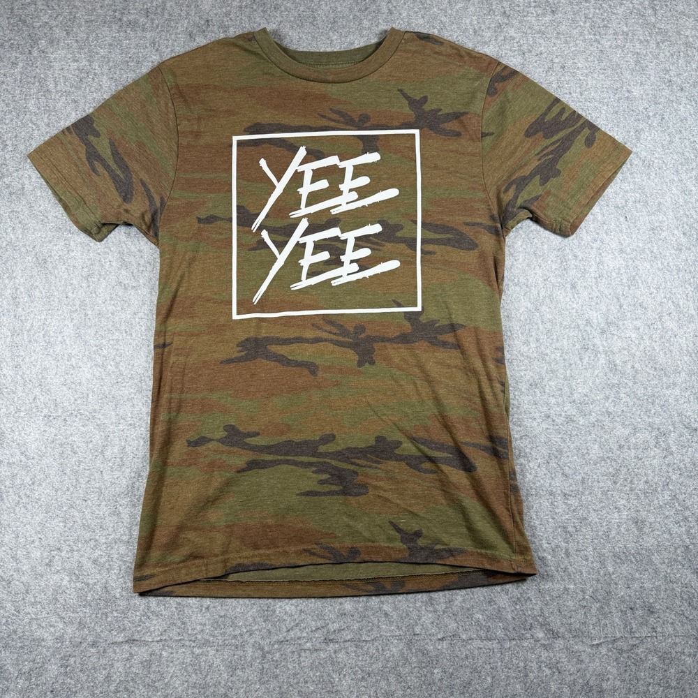 Yee Yee Apparel Mens Camo Graphic T Shirt Size S Green Brown Camouflage Logo